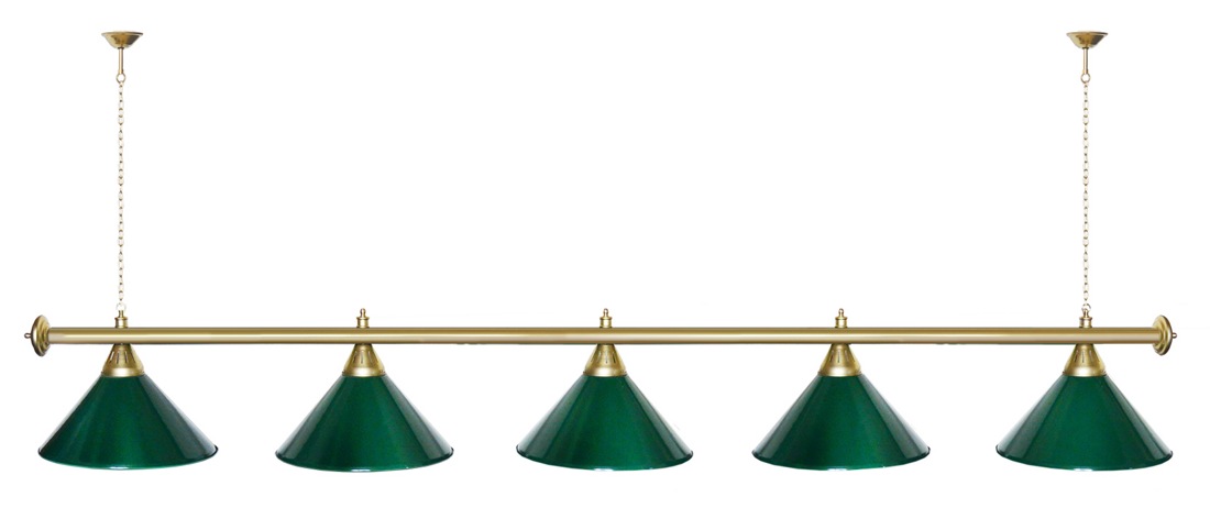 Светильник Startbilliards (5 плафонов) зеленый / золото - фото