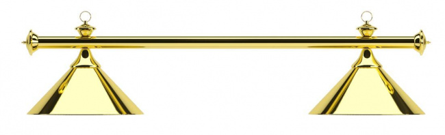 Лампа на два плафона «Elegance» (золотистая штанга, золотистый плафон D35см) - фото