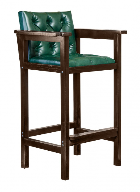 Кресло бильярдное из ясеня (мягкое сиденье + мягкая спинка, цвет черный орех) - фото