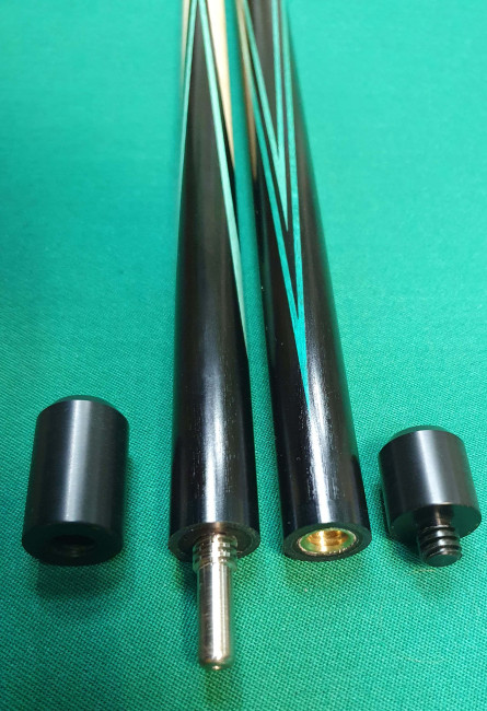 Кий «Каюков Мастер» Чёрный граб/ бирюзовый граб, гравировка 