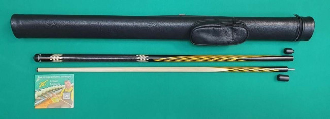 Кий «Каюков Колосок» Черный граб/ жёлтый граб, гравировка 