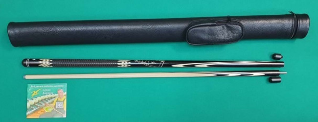 Кий «Каюков Мастер» Чёрный граб, гравировки 