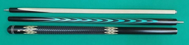 Кий «Каюков Классик» Чёрный граб/ бирюзовый граб, гравировка 