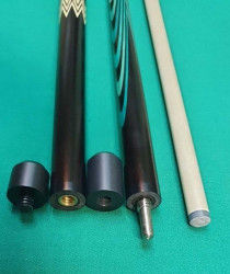 Кий «Каюков Классик» Чёрный граб/ бирюзовый граб, гравировка 