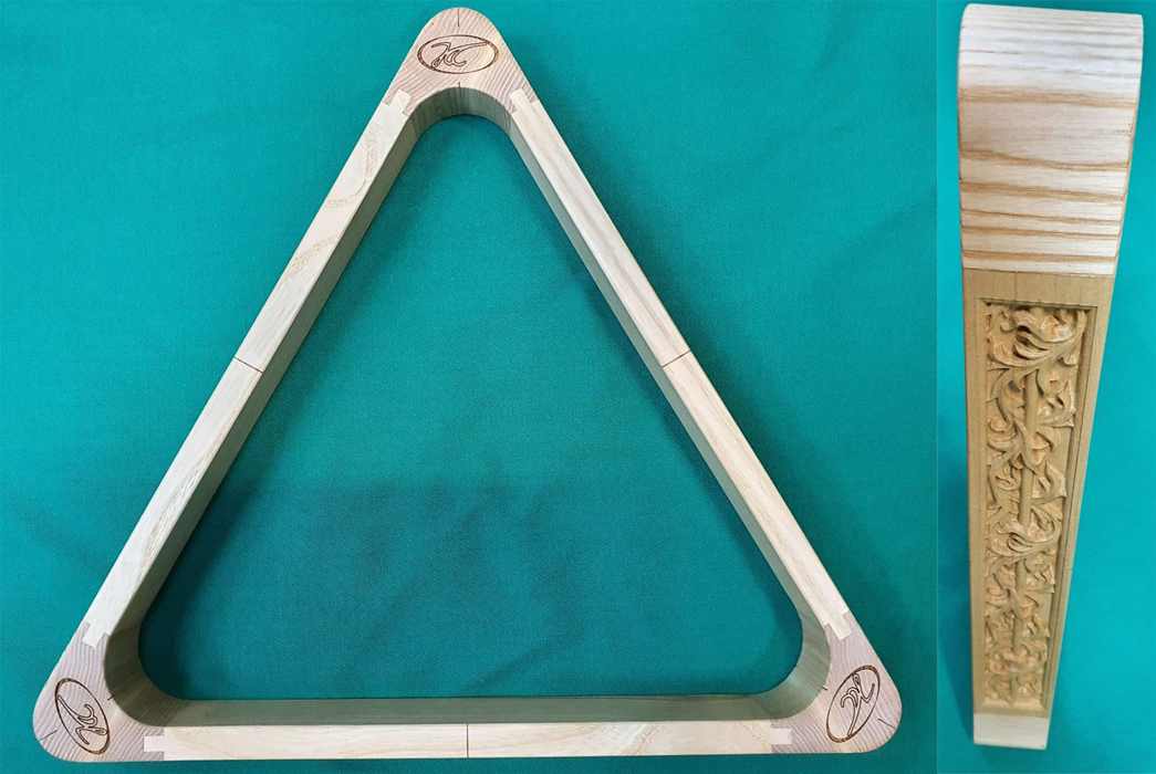 Треугольник для пула «Каюков» резной (ясень, 57,2 мм) - фото2