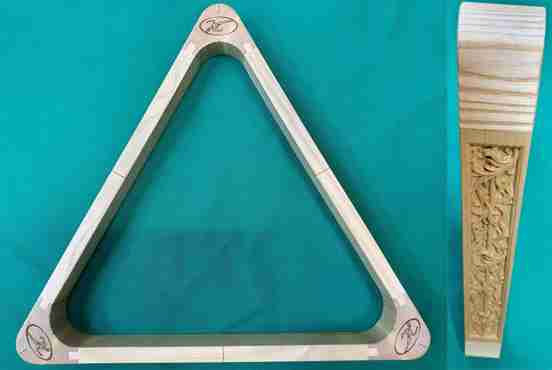 Треугольник для пула «Каюков» резной (ясень, 57,2 мм)- фото2