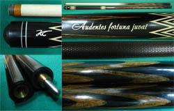 Кий "Каюков" Тюльпан чёрный граб/ сукупира гравировка "Чешуя с коронками"